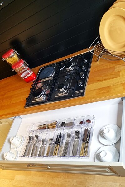 color house 12'li Set Modüler Kaşıklık Mutfak Çekmece Içi Kaşıklık Modüler Şeffaf Drawer Organizer