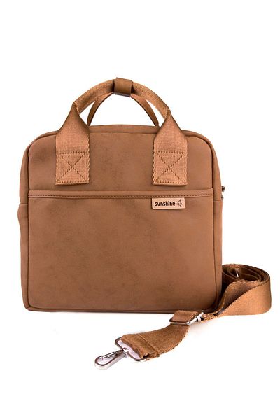 SUNSHINE Waterproof Exclusive Thermal Shoulder Bag Meal Carrying Bag Additional Food Lunch Box Leather Tan