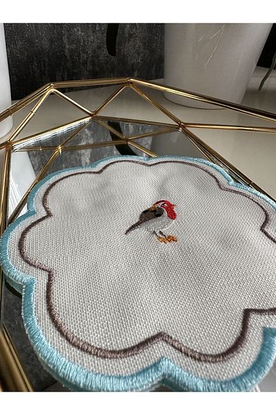NURHAN HOME COLLECTION Servetul Prezentare Cocktail Cocktail Brodat Albastru Tesatura In Love Birds