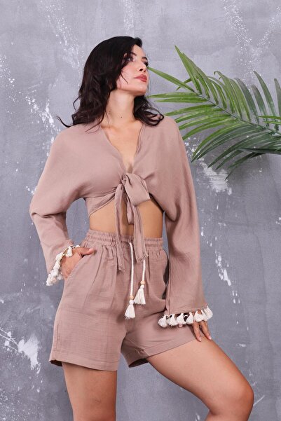 ZEYWEAR مجموعة من قماش الموسلين بأكمام بوم بوم