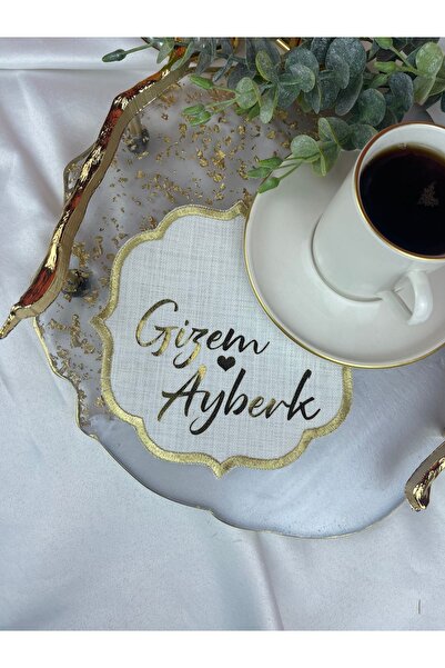 Rima Tasarım Söz & Nişan Tepsisi Için Söz Mendili Kişiye Özel Kenarları Nakışlı