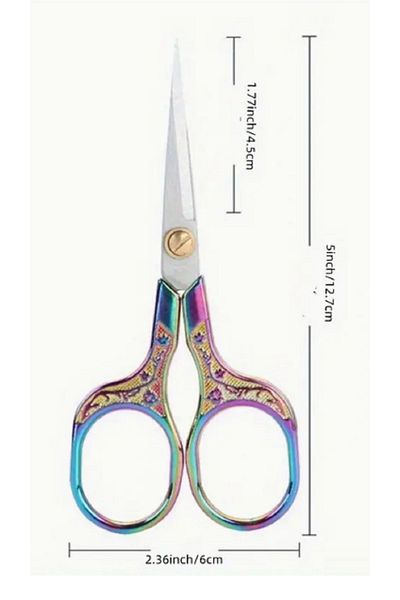 PeriStore Vintage Style Stylish Colorful Stainless Steel Scissors - Comfortable Grip and Precision Handcrafted