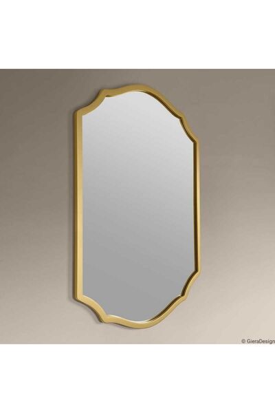MKS Design Asimetrik Duvar Aynası / Gold Çerçeveli Düzensiz Dekor Ayna / Banyo Aynası