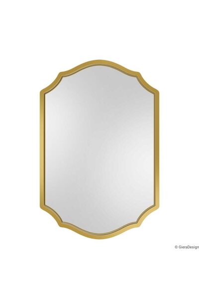 MKS Design Asimetrik Duvar Aynası / Gold Çerçeveli Düzensiz Dekor Ayna / Banyo Aynası