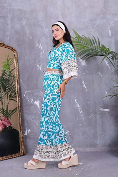 ZEYWEAR Double Breasted Collar Patterned Suit