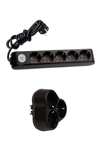 VİKO Siyah Set Multi-let 5'li Anahtarlı Topraklı Çocuk Korumalı Grup Priz 4 M...