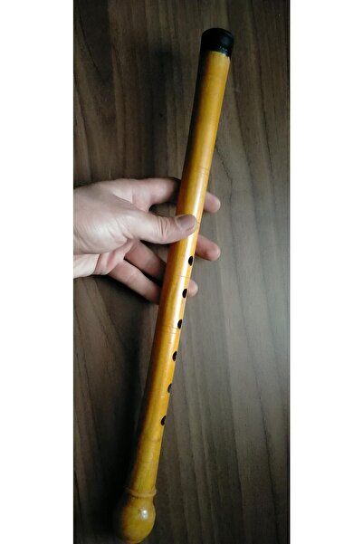 oliwashop Dut Ağacı Özel Yapım Horlatmalı Orta Boy Dilli Çoban Kavalı - Hardal Sarısı