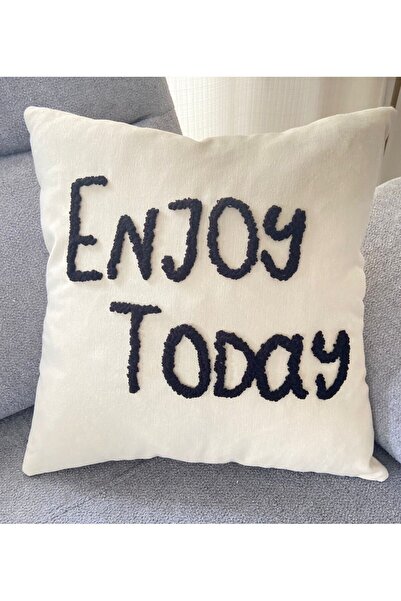 La Vivi Enjoy Today Washed Linen Motto Punch Throw Pillow Pillow Case