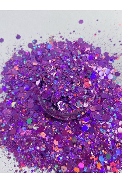 Sirius Hobi Epoksi Reçine Lila 2 Tırnak Makyaj Chunky Glitter 8 gr Hologramlı...