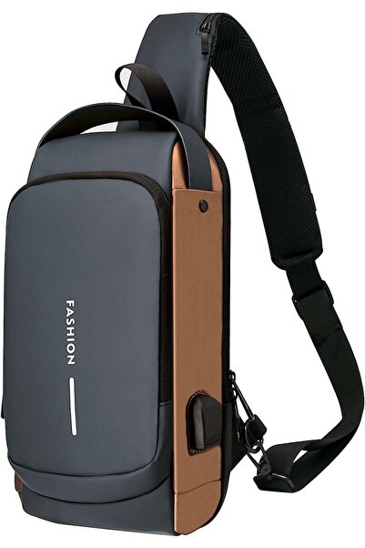 Telpox Usb Şarj Portlu ve Kilitli Omuz ve Göğüs Çantası, Şık Tasarım, Powerba...