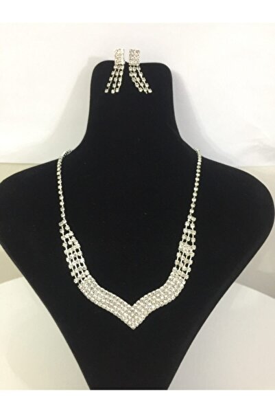 Accessories Suyolu Abiye Kolye Küpe Seti