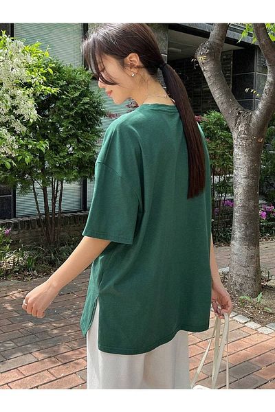 MODARİCH The Sunshine T-shirt - Nefti Green Printed Crew Neck Short Sleeve Loose