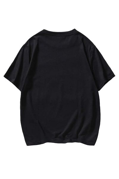 MODARİCH Black Design T-shirt - black, Printed, Crew Neck, Printed, Short Sleeve, Boyfriend, Loose
