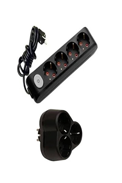 VİKO Siyah Set Multi-let 4'lü Anahtarlı Topraklı Çocuk Korumalı Grup Priz - 3...