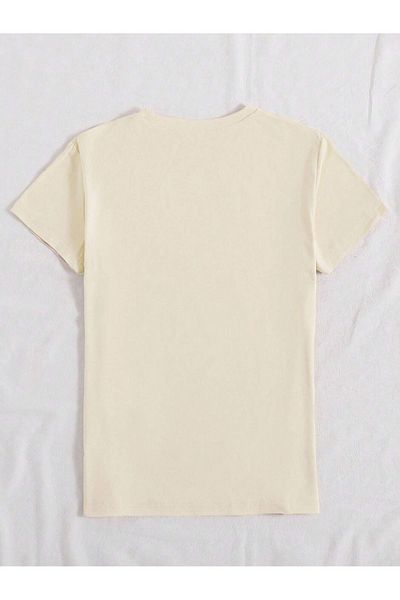 MODARİCH T-Shirt Rabbit with Glasses - Μπεζ εμπριμέ Oversize Crew λαιμόκοψη κοντό μανίκι