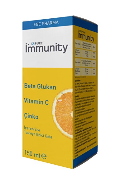 Vitapure Immunity Beta Glukan Vitamin C Çinko Içeren Takviye Edici Gıda 150ml