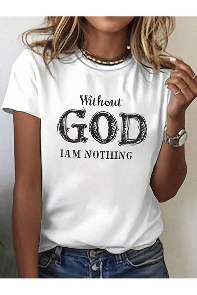 MODARİCH Godless T-Shirt - Λευκό Oversize Crew Neck κοντό μανίκι