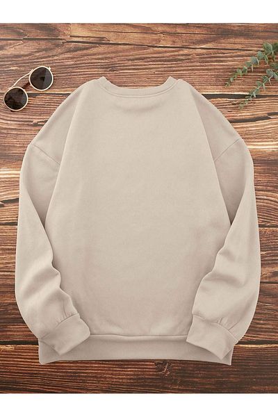 MODARİCH Something Desert Sweatshirt - Μπεζ εμπριμέ Oversize Crew Neck