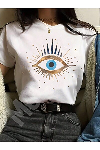 MODARİCH T-Shirt Spiritual Eye - Λευκό στάμπα Oversize Crew Neck κοντό μανίκι...