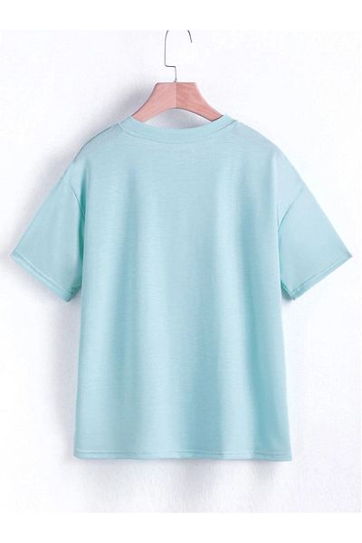MODARİCH Μπλουζάκι Los Angeles California Baby Blue, εμπριμέ, λαιμόκοψη, εμπριμέ, κοντό μανίκι, Boyfriend, Loose