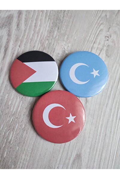 BYZ Leather Filistin, Doğu Türkistan ve Türkiye baskılı iğneli rozet