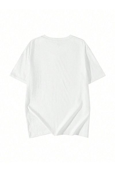MODARİCH Tricou Campel - Alb Imprimat Oversize Crew Gât cu mânecă scurtă Loose