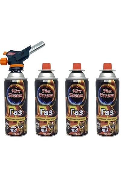 CAMPING TIME Çakmaklı pürmüz touch set 4 adet Bütan propan Kamp Gazı Kartuş 4...