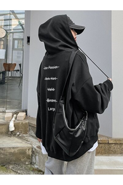 MODARİCH Ζακέτα Passion - Μαύρη στάμπα χειμωνιάτικη ζακέτα με κουκούλα μεγάλο...