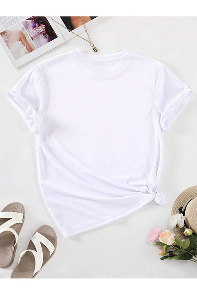 MODARİCH Μπλουζάκι Oversize Butterfly Butterfly - Λευκό, Λαιμόκοψη, Κοντό μανίκι