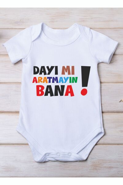 SPACE DRESS Don't Make My Uncle Look For Me Printed Cotton Baby Bodysuit