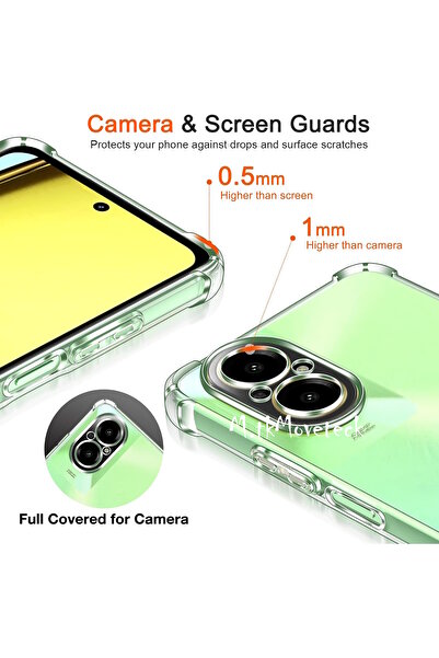 m.tk moveteck Realme 12 Lite Kılıf Köşe Korumalı Darbeye Dayanıklı Antişok Şeffaf Silikon + Ekran Koruyucu Cam Set