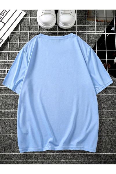 MODARİCH Tricou triunghi oversize cu imprimeu albastru baby - decolteu, maneca scurta
