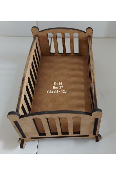 ERFA TASARIM Erfa Ahşap Aktivite Oyuncağı Bebek Beşiği - Yatağı 16cm X 27cm X...