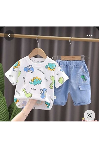 ES KIDS بدلة دينو للأولاد مع شورت جينز مزدوج