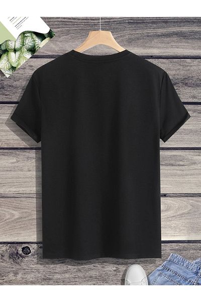 Mythologie Μπλουζάκι Peace Stripe - Μαύρο, εμπριμέ, Oversize, Crew λαιμόκοψη, κοντό μανίκι