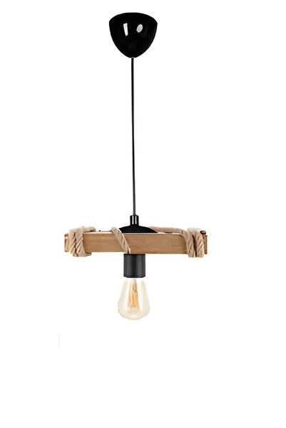 megüsa Otantik Ahşap Doğal Halatlı Tekli Avize Sarkıt