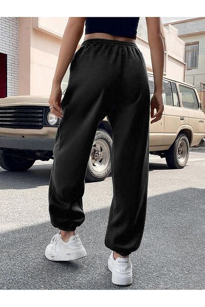 Mythologie Atlanta Georgia Sweatpants Jogger - Μαύρο εμπριμέ λαστιχένιο πόδι ψηλόμεσο χειμώνα