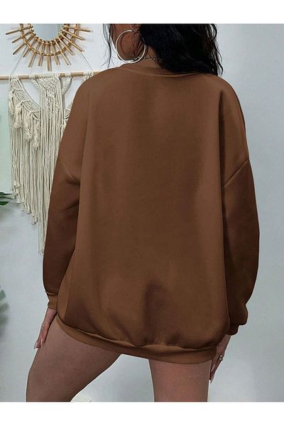MODARİCH Φούτερ Surprise Moment - Καφέ εμπριμέ Oversize Crew Neck