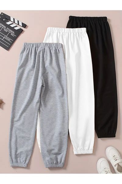 Mythologie 3 Pack Kitties Printed Jogger Sweatpants - Γκρι Λευκό Μαύρο Λαστιχένιο πόδι ψηλόμεσο καλοκαίρι