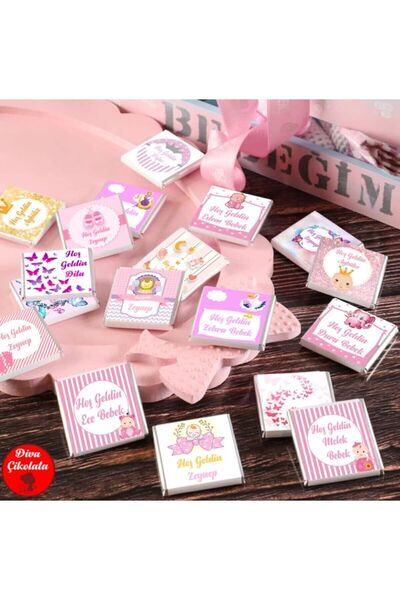 Diva Çikolata Kız Bebek Çikolatası 150 Adet Madlen Çikolata Gümüş