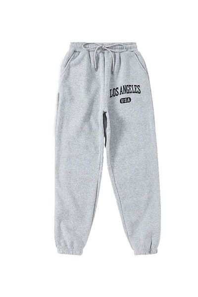 Mythologie Los Angeles Usa Sweatpants Jogger - Γκρι εμπριμέ λαστιχένιο πόδι ψηλόμεσο χειμώνα
