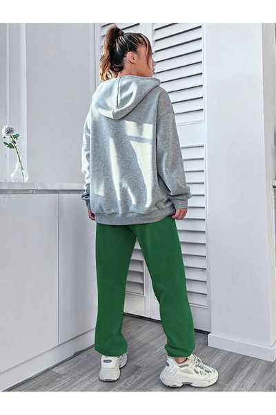 MODARİCH Γυναικείο γκρι φούτερ California West Coast Πράσινο Jogger Σετ φόρμας με κουκούλα μεγάλου μεγέθους