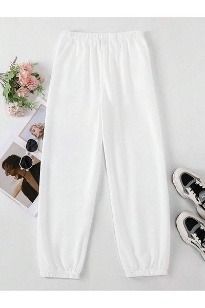 Mythologie Πολύχρωμο Minimal Heart Sweatpants Jogger - Λευκό εμπριμέ λαστιχένιο πόδι ψηλόμεσο χειμώνα