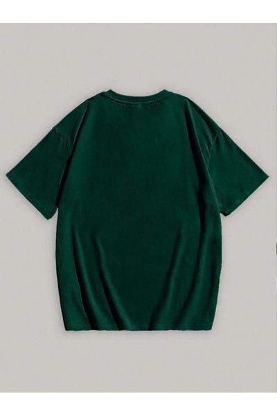 Mythologie Μπλουζάκι Brooklyn Usa - Nefti Green Printed Oversize Crew Neck με κοντό μανίκι