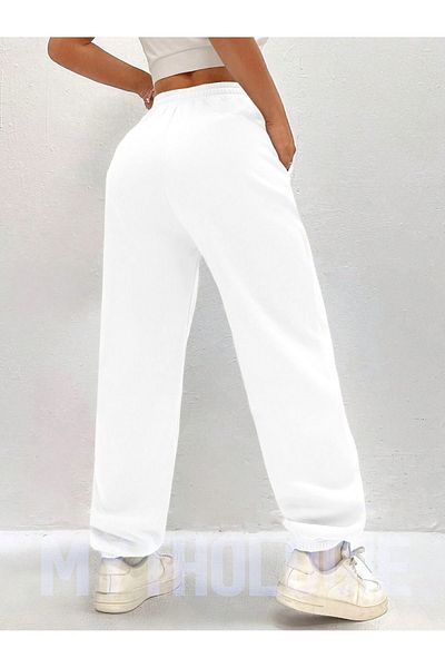 Mythologie Basic Unprinted Sweatpants Jogger - Λευκό λαστιχένιο πόδι ψηλόμεσο χειμώνα