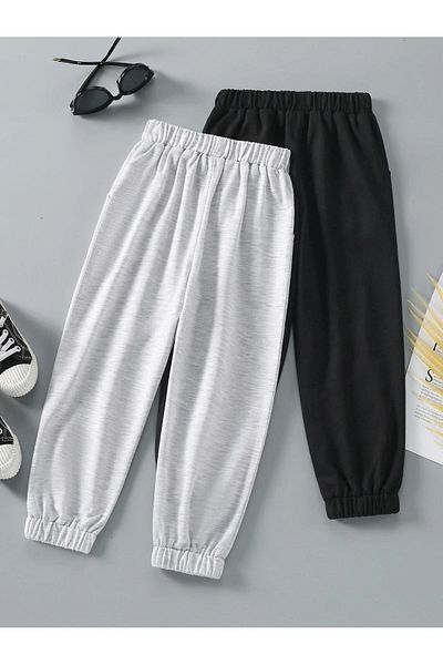 Mythologie 2 Pack Love Yourself Sweatpants Jogger - Μαύρο και γκρι εμπριμέ λαστιχένιο πόδι ψηλόμεσο καλοκαίρι