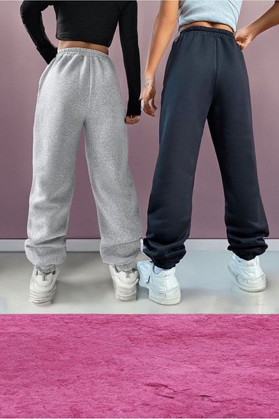 Mythologie 2 Πακέτα California Sweatpants Jogger - Μαύρο και γκρι εμπριμέ λαστιχένιο πόδι ψηλόμεσο καλοκαίρι