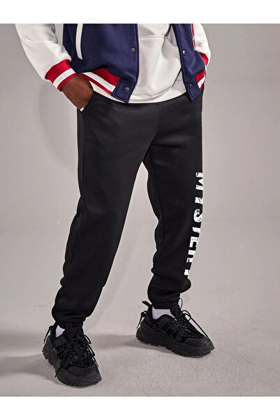 Mythologie Mystery Sweatpants Jogger - Μαύρο εμπριμέ λαστιχένιο πόδι με ψηλή μέση