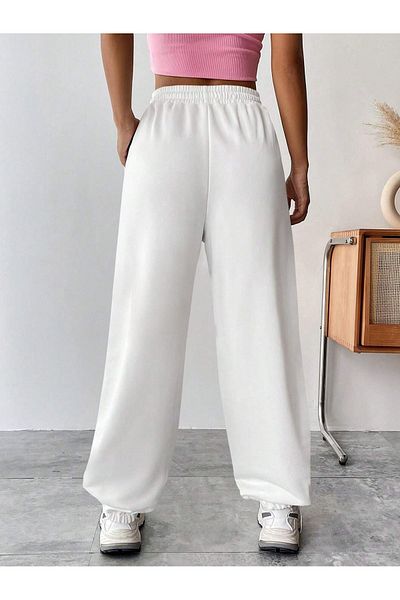 Mythologie Good Time Sweatpants Jogger - Λευκό εμπριμέ λαστιχένιο πόδι ψηλόμεσο χειμώνα