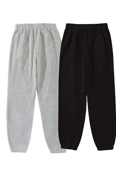 Mythologie 2 Πακέτο Daytona Beach Sweatpants Jogger - Μαύρο γκρι εμπριμέ λαστιχένιο πόδι ψηλόμεσο καλοκαίρι